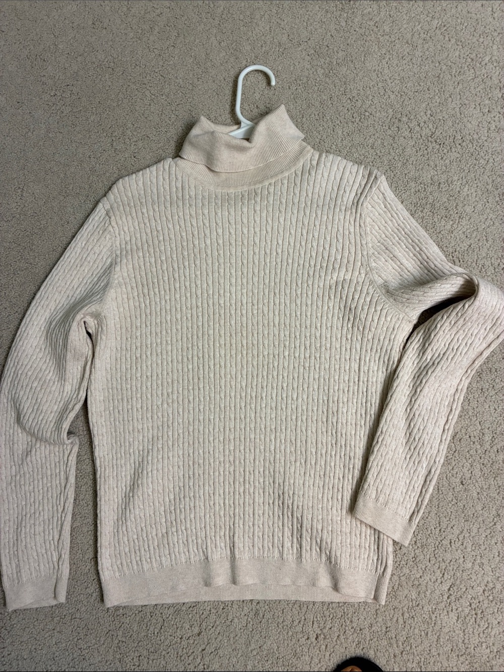 Pria made in hongkong 90% cotton Women's Cream Cable Turtleneck Sweater stretch!